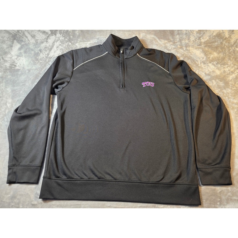 TCU Horned Frogs Cutter & Buck WeatherTec 1/4 Zip Pullover Men Medium Black